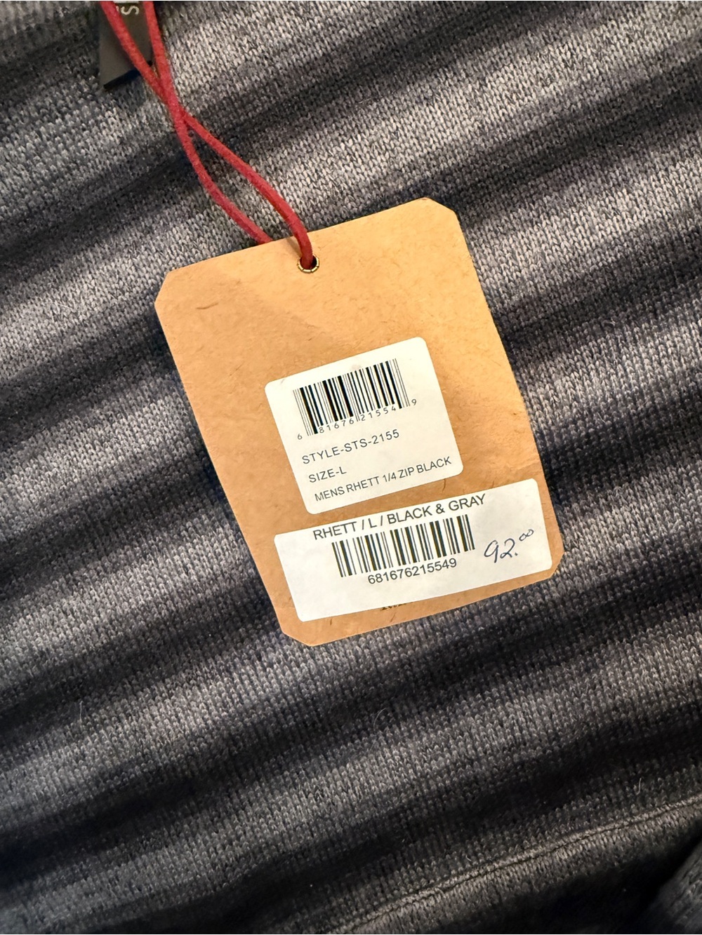 STS Ranchwear Men’s Black and Gray Striped Quarter-Zip Pullover - Picture 4 of 5